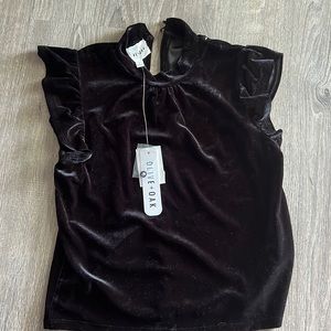 NEW with tags! Black velvet ruffle sleeve top